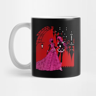 Revolutionary Girl Utena | Anthy Himemiya & Tenjou Utena | Upside Down Castle | Pink Black Red Design Mug